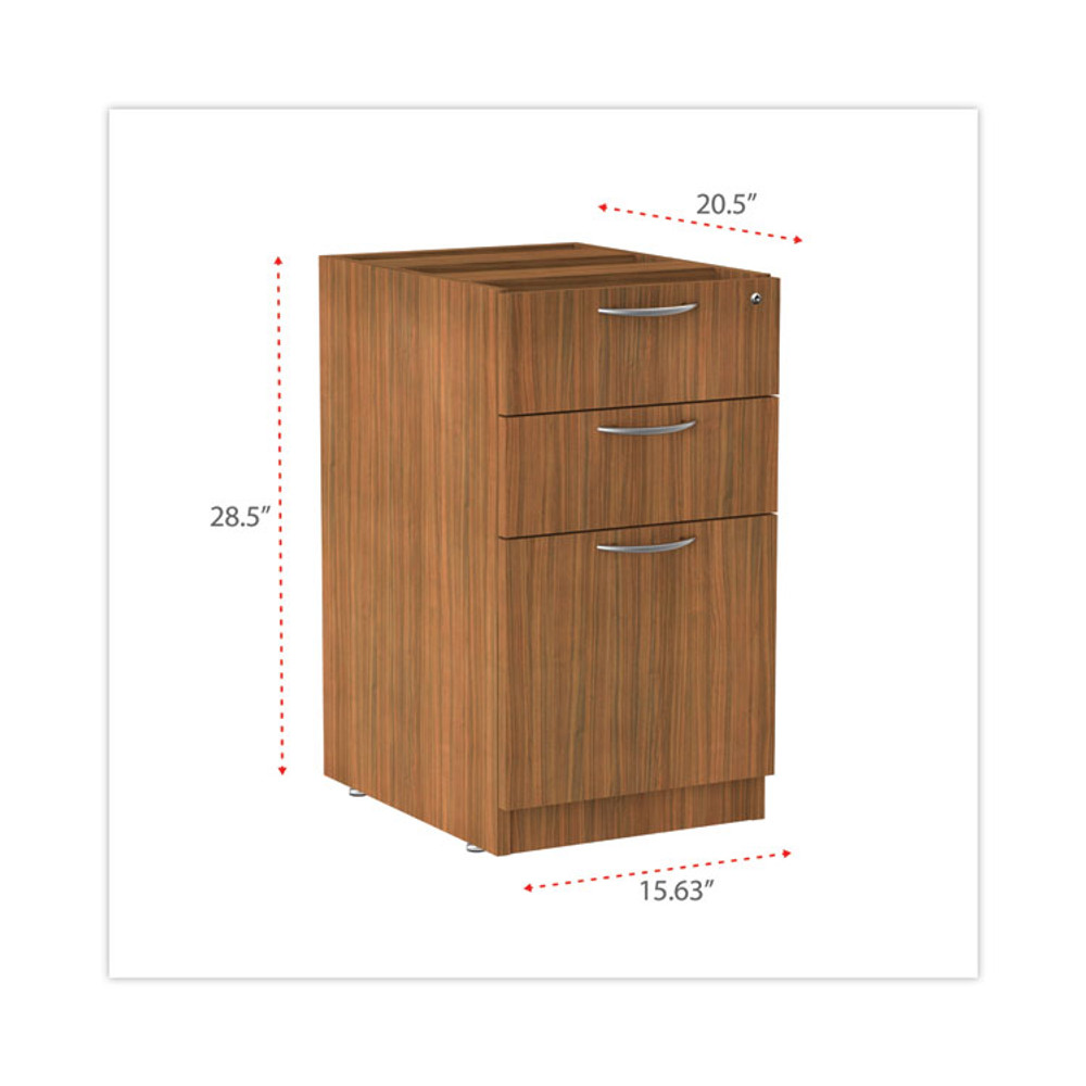 ALERA VA532822WA Alera Valencia Series Full Pedestal File, Left/Right, 3-Drawer: Box/Box/File, Legal/Letter, Modern Walnut,15.63 x 20.5 x 28.5