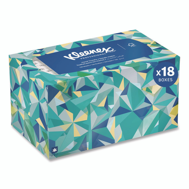 KIMBERLY-CLARK PROFESSIONAL Kleenex® 01701CT Hand Towels, POP-UP Box, Cloth, 1-Ply, 9 x 10.5, Unscented, White, 120/Box, 18 Boxes/Carton
