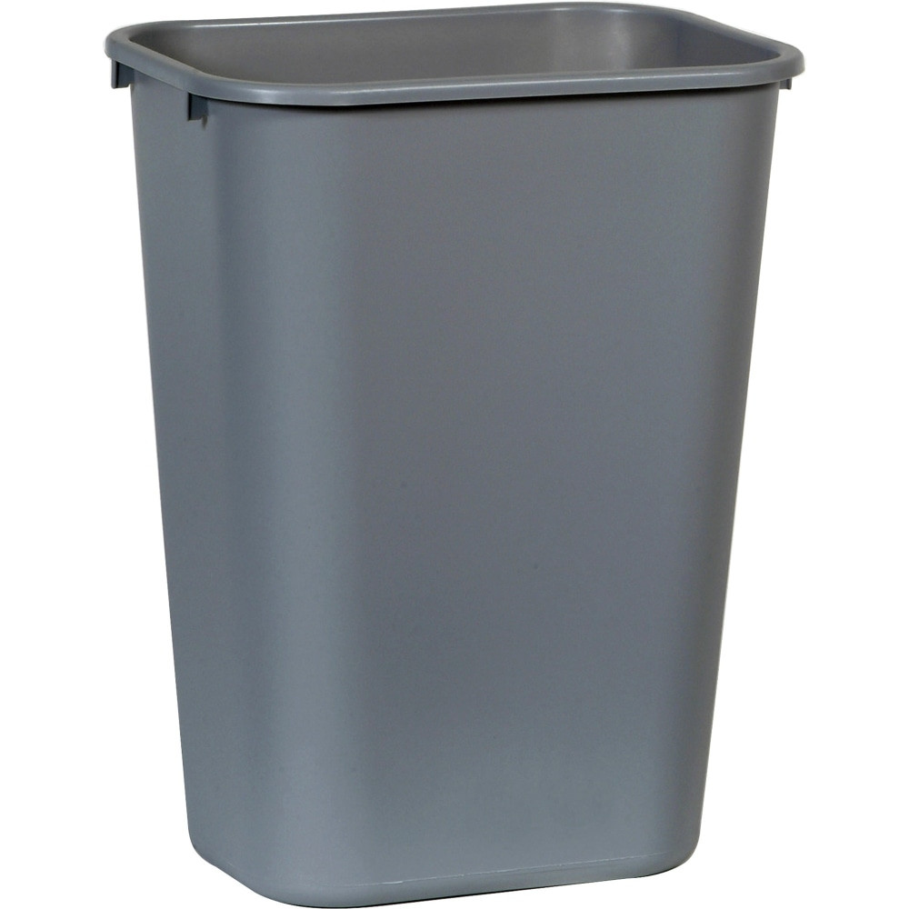 RUBBERMAID 295700GYCT  Commercial 41 QT Large Deskside Wastebaskets - 10.25 gal Capacity - Rectangular - Dent Resistant, Durable, Rust Resistant, Easy to Clean - 20in Height x 11.3in Width x 15.3in Depth - Plastic - Gray - 12 / Carton