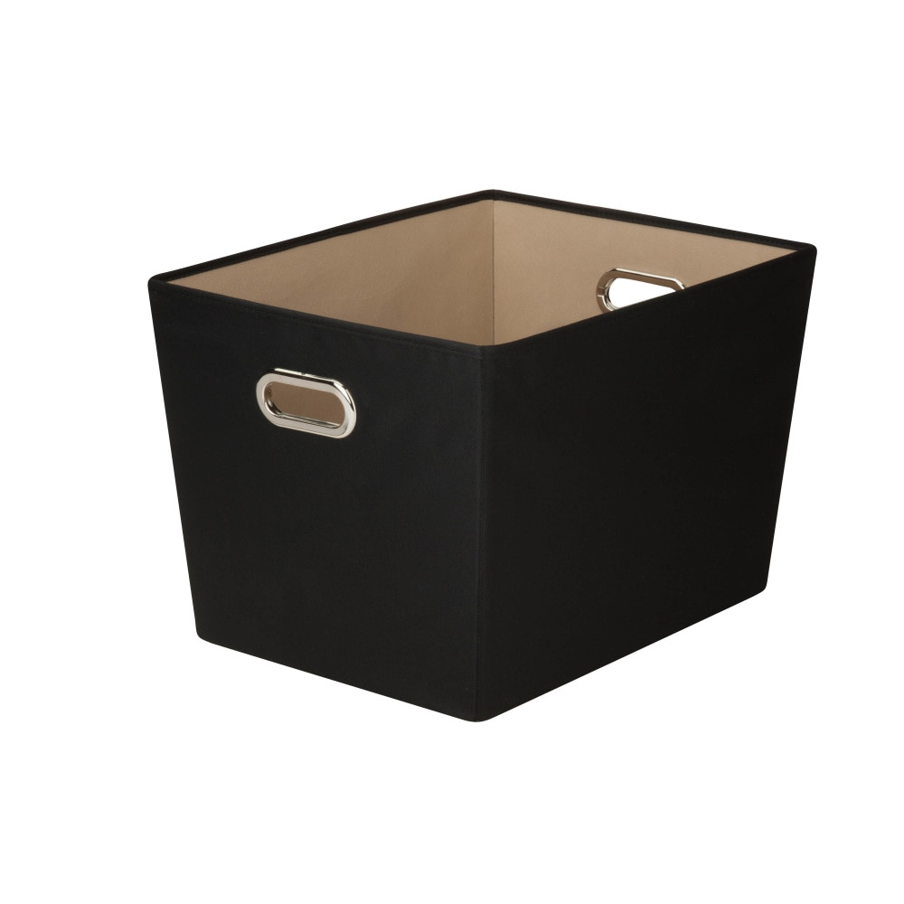 HONEY-CAN-DO INTERNATIONAL, LLC Honey Can Do SFT-03073 Honey-Can-Do Decorative Storage Bin With Handles, Medium Size, 12 5/8in x 14 3/8in x 18 3/4in, Black