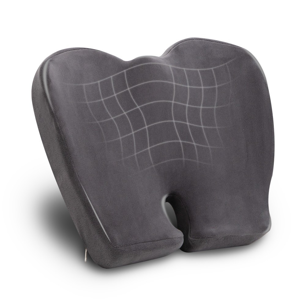 EMS MIND READER LLC ORTHOCUSH-GRY Mind Reader Ergonomic Pressure Relief Seat Cushion, Memory Foam, 4inH x 16-3/4inW x 18inL, Gray