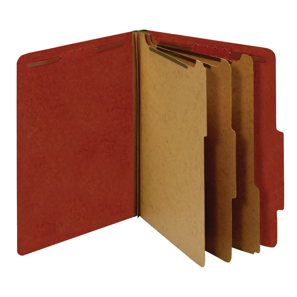 OFFICE DEPOT OD24092  Brand Pressboard Classification Folders With Fasteners, Letter Size, 100% Recycled, Red, Pack Of 10 Folders