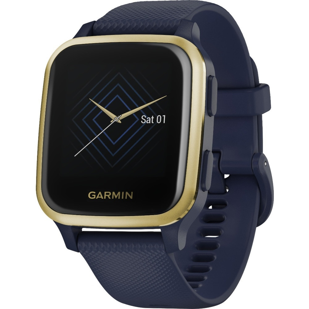 GARMIN INTERNATIONAL, INC. Garmin 010-02426-02  Venu Sq Smart Watch   - Light Gold - Navy Case - Aluminum, Glass Bezel, Lens - Fiber Reinforced Polymer Case - Silicone Band - Water Resistant - 164.04 ft