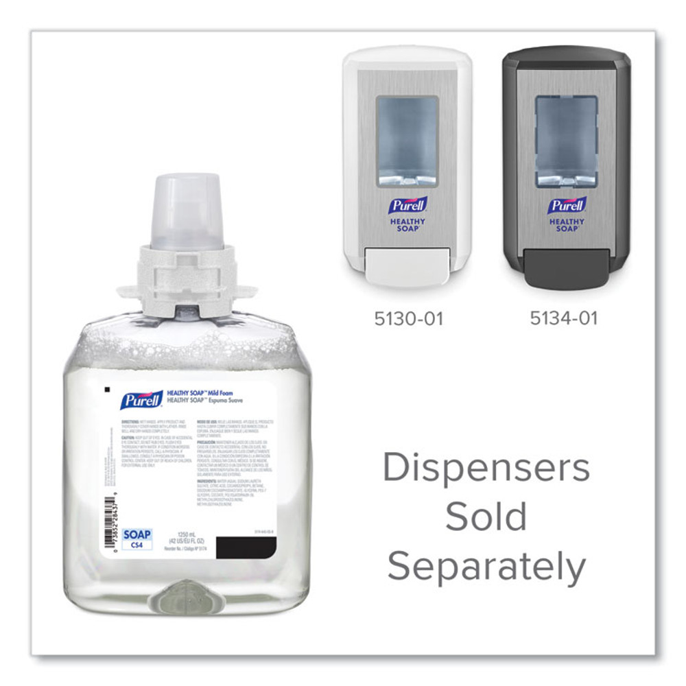 GO-JO INDUSTRIES PURELL® 517404CT HEALTHY SOAP Mild Foam Refill, For CS4 Dispensers, Fragrance-Free, 1,250 mL, 4/Carton
