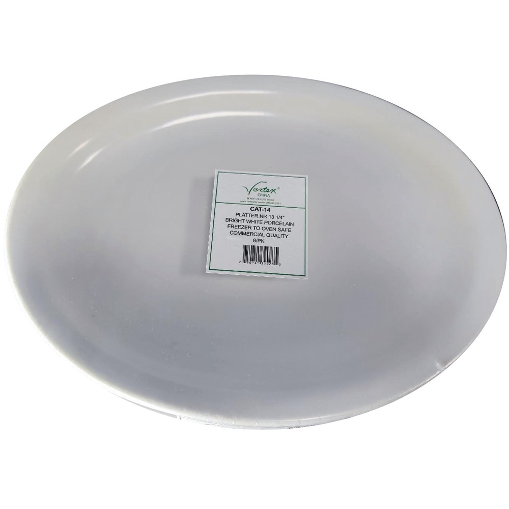 VERTEX CHINA Hoffman CAT-14/6  Vertex China Catalina Collection Narrow Rim Platters, 13-1/4in, Bright White, Case Of 12 Platters