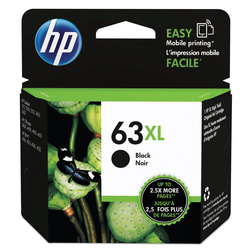 HP INC. F6U64AN HP 63XL Black High-Yield Ink Cartridge, F6U64AN