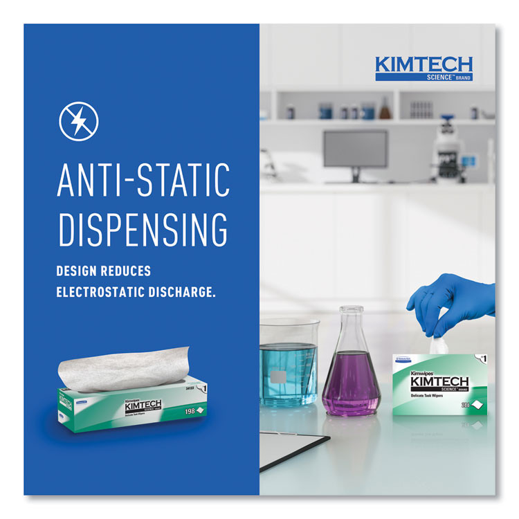 KIMBERLY-CLARK PROFESSIONAL Kimtech™ 34133 Kimwipes Delicate Task Wipers, 1-Ply, 11.8 x 11.8, Unscented, White, 198/Box, 15 Boxes/Carton