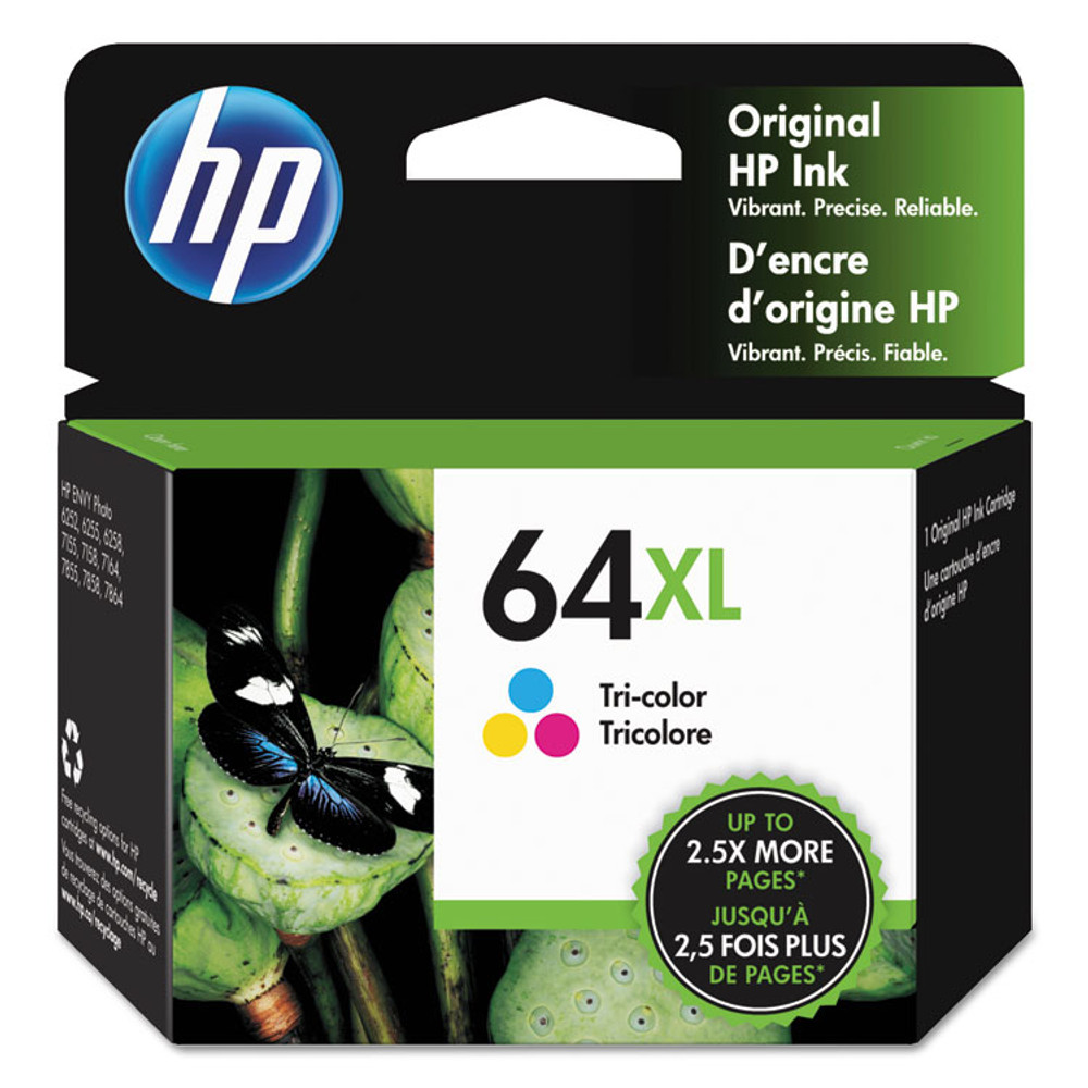 HEWLETT PACKARD SUPPLIES HP N9J91AN HP 64XL, (N9J91AN) High-Yield Tri-Color Original Ink Cartridge