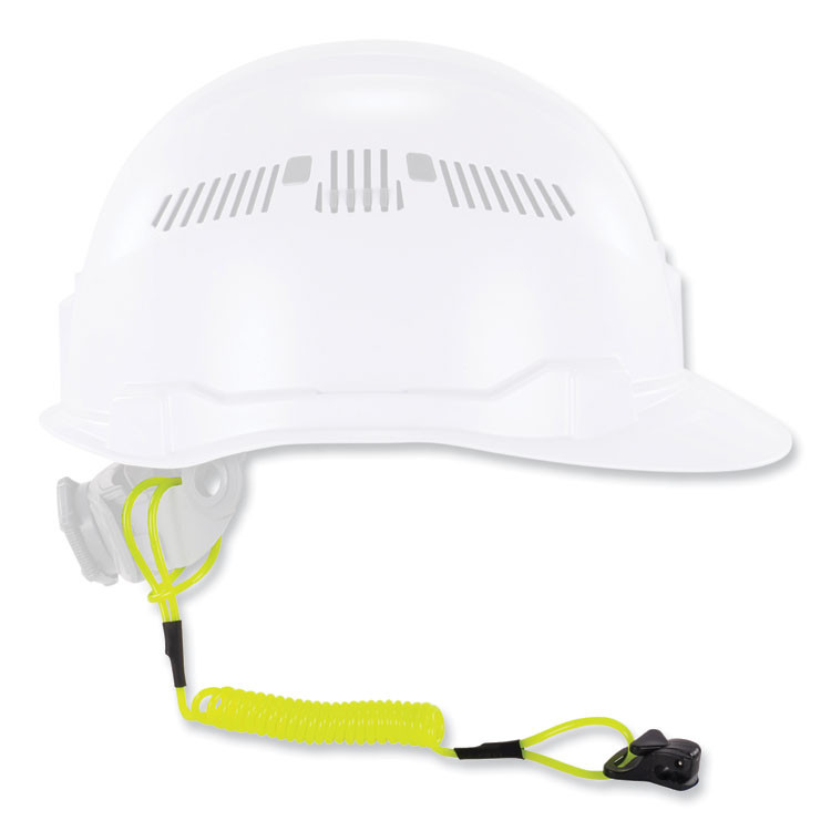 TENACIOUS HOLDINGS, INC. ergodyne® 19159 Squids 3158 Coiled Lanyard with Clamp, 2 lb Max Working Capacity, 12" to 48" Long, Lime