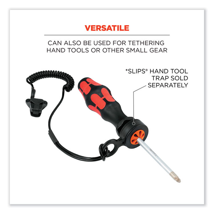 TENACIOUS HOLDINGS, INC. ergodyne® 19159 Squids 3158 Coiled Lanyard with Clamp, 2 lb Max Working Capacity, 12" to 48" Long, Lime