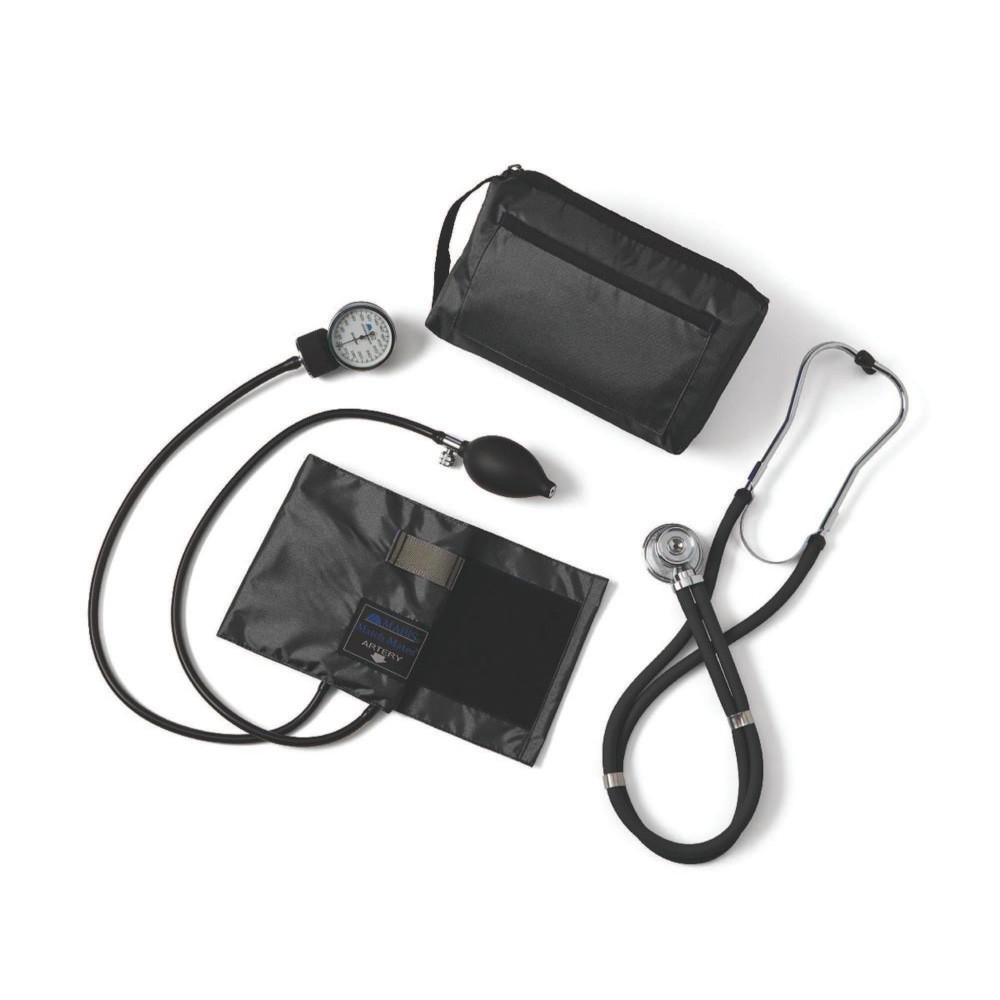 MEDLINE INDUSTRIES, INC. Medline MDS9125  Compli-Mates Handheld Aneroid Sphygmomanometer And Stethoscope Kit, Adult, Black