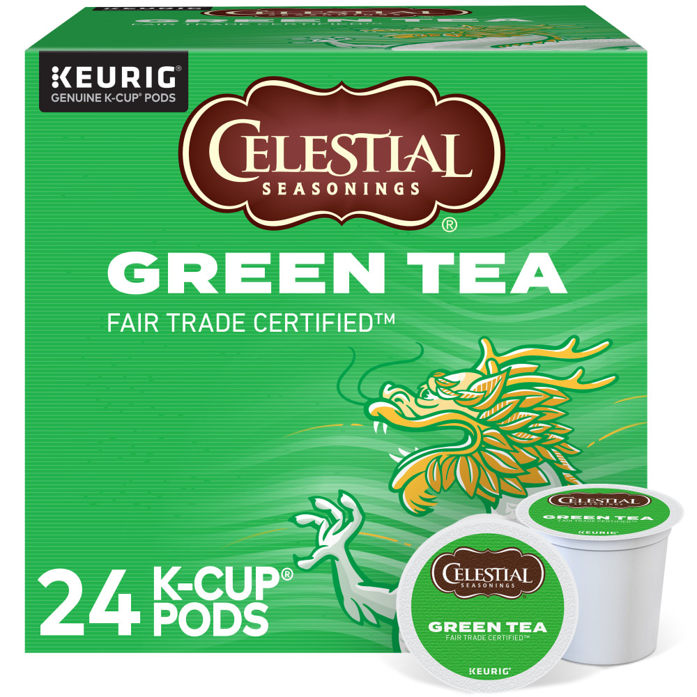 GREEN MOUNTAIN COFFEE ROASTERS, INC. 14734 Celestial Seasonings Single-Serve K-Cup Pods, Green Tea, Box Of 24