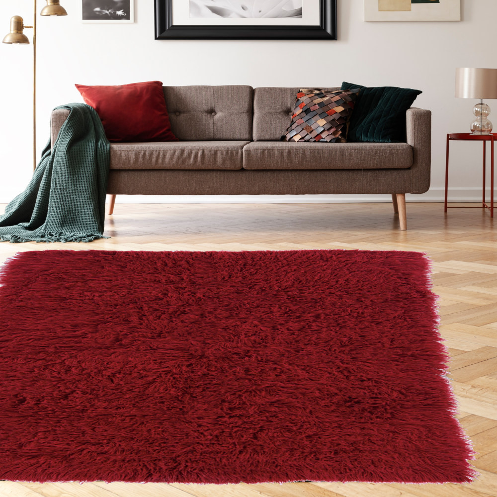 LINON HOME DECOR PRODUCTS, INC Linon OD4845  Flokati Area Rug, 5ft x 8ft, Morrigan 1400G Red