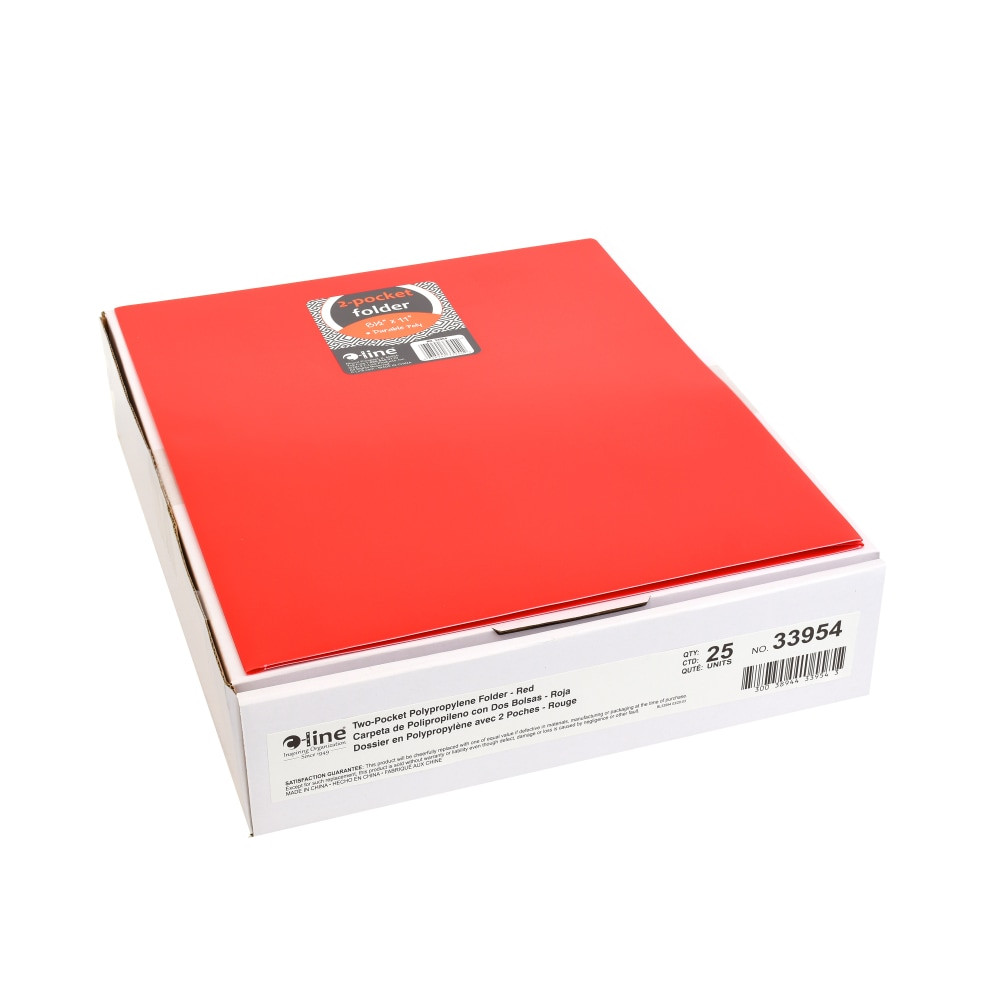 C-LINE PRODUCTS, INC. C-Line 33954-BX  2-Pocket Poly Portfolios, Letter Size, Red, Pack Of 25 Portfolios