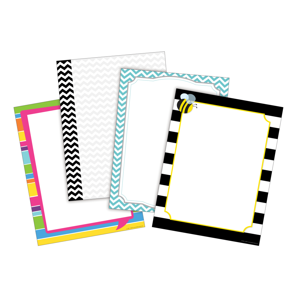 BARKER CREEK PUBLISHING, INC. BC3723 Barker Creek 4-Design Computer Paper Set, Letter Paper Size, Chevron & Stripes, 200 Sheets