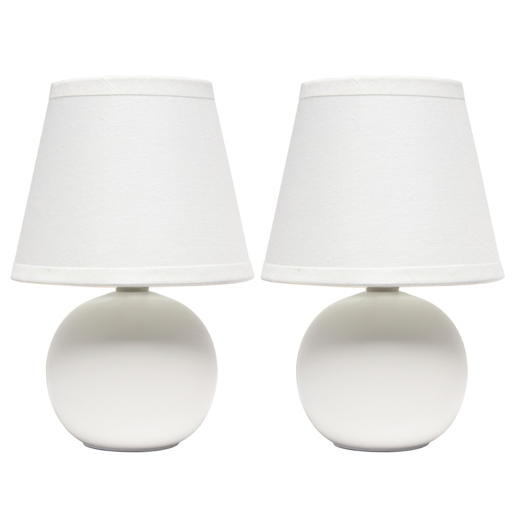 ALL THE RAGES INC LT2008-OFF-2PK Simple Designs Mini Globe Table Lamps, 8 7/8inH, Off-White Shade/Off-White Base, Set Of 2