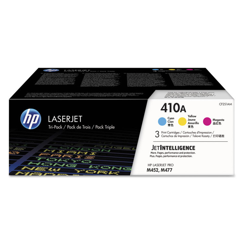 HEWLETT PACKARD SUPPLIES HP CF251AM HP 410A, (CF251A-M) 3-Pack Cyan/Magenta/Yellow Original LaserJet Toner Cartridges