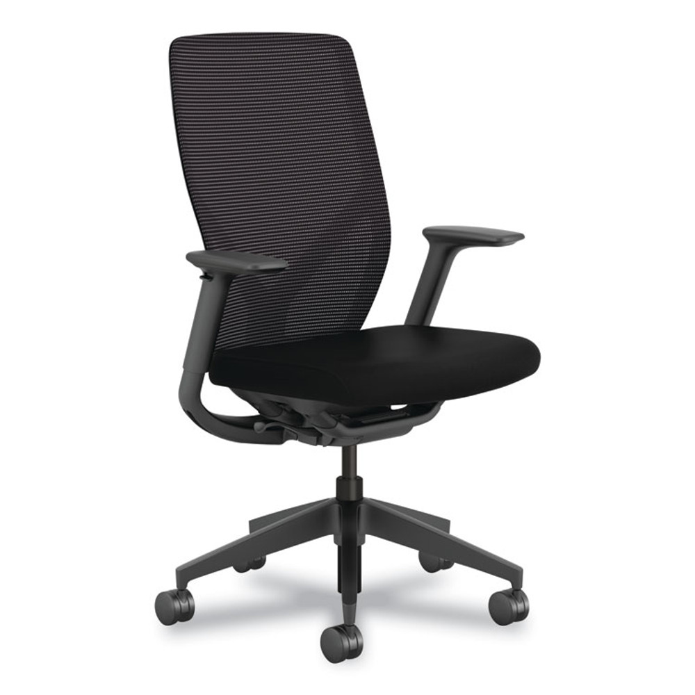 HON COMPANY FXT0STAMC10T Flexion Mesh Back Task Chair, Supports Up to 300lb, 14.81" to 19.7" Seat Height, Black Seat/Back/Base