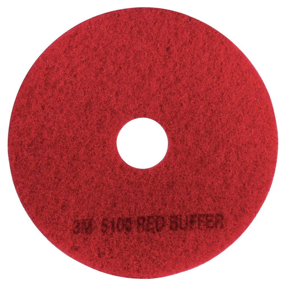 3M CO 5100 3M 5100 Buffer Floor Pads, 20in Diameter, Red, Box Of 5