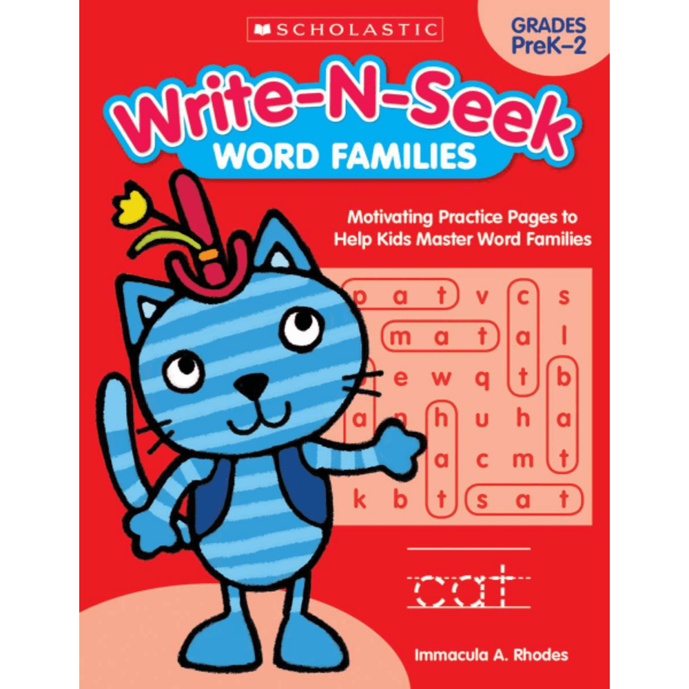 Build fundamental writing, reading and language skills in young children with the reproducible activities in these workbooks. Each no-prep page entices and encourages a students growth through fun activities.  No-prep reproducibles help young students learn fundamental skills.  Multi-skill activity pages provide an engaging way for children to build an educational foundation.  Ideal for independent work, learning centers, day-starters, fast finishers and homework.  For students in pre-k through 2nd grade.  Entertaining workbook helps teach word families in fun ways.
