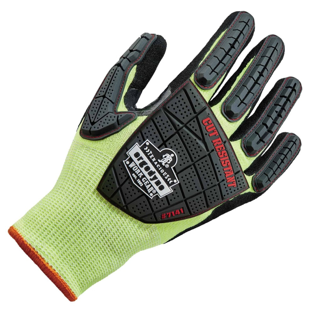 ERGODYNE CORPORATION 17914 Ergodyne ProFlex 7141 Hi-Vis Nitrile-Coated DIR Level 4 Cut-Resistant Gloves, Large, Lime