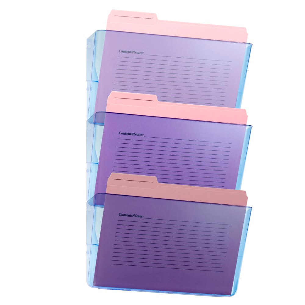 OFFICEMATE INTERNATIONAL CORP. Officemate 23220  Blue Glacier Wall Files, 15in x 13in x 4 1/8in, Blue, Pack Of 3