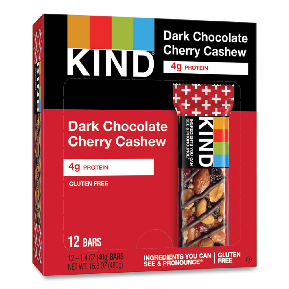 KIND LLC 17250 Plus Nutrition Boost Bar, Dk ChocolateCherryCashew/Antioxidants, 1.4 oz, 12/Box