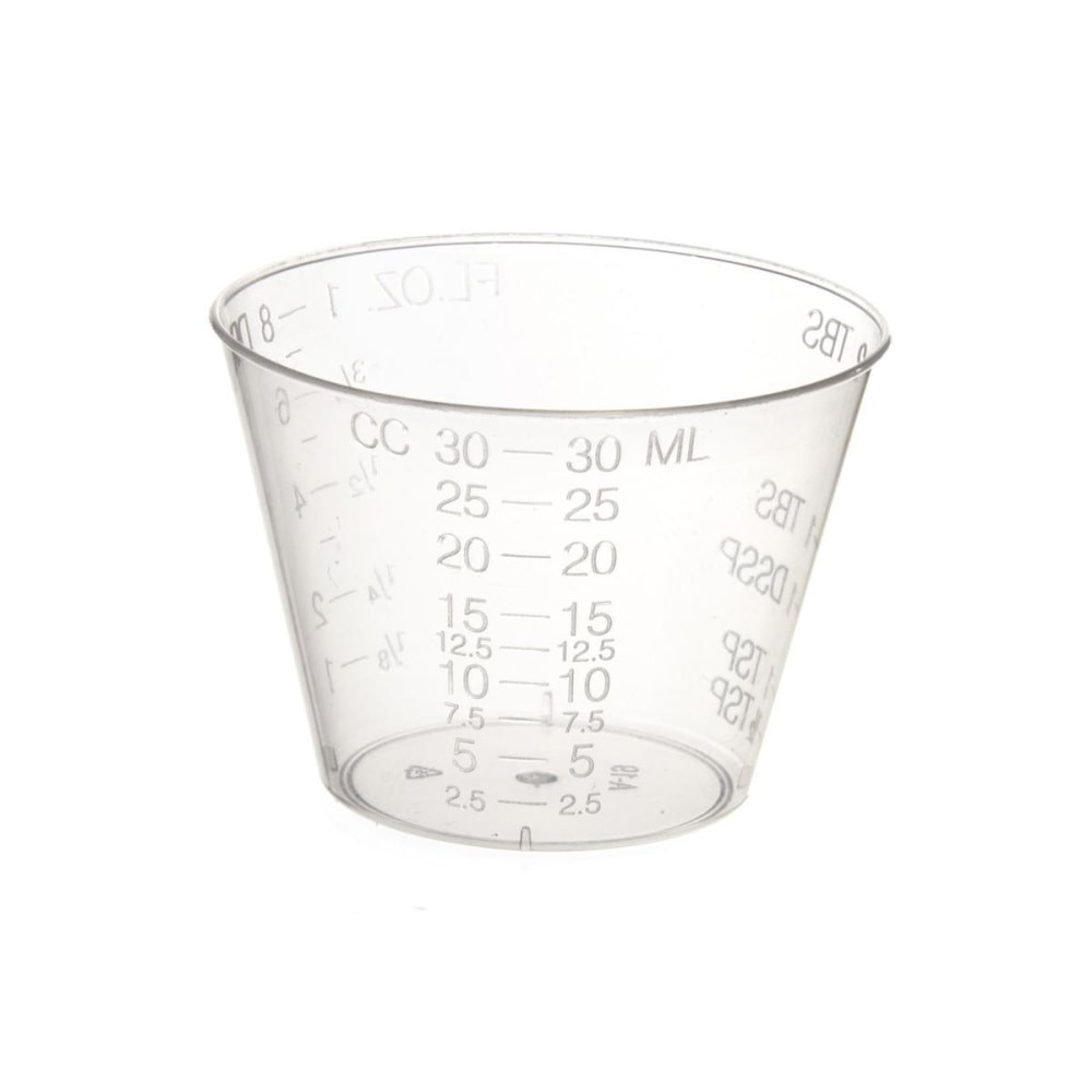 Providing patients with precise dosages of medication can help ensure fast, speedy recovery from illness and injuries. This graduated medicine cup makes it easy to deliver just the right amount of medicine each and every time.  Made of sturdy plastic for strength.  Graduated design helps provide accurate measurements.  Sterile cups are individually packaged for increased hygiene.  Measurements include drams, oz, tbs, mL and cc to allow precise dosage.