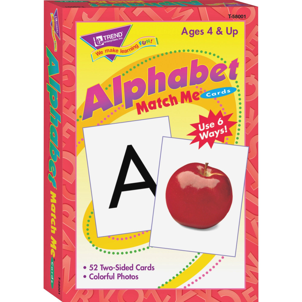 TREND ENTERPRISES INC Trend T58001  Alphabet Match Me Flash Cards, 3in x 4in, Pack Of 52 Cards