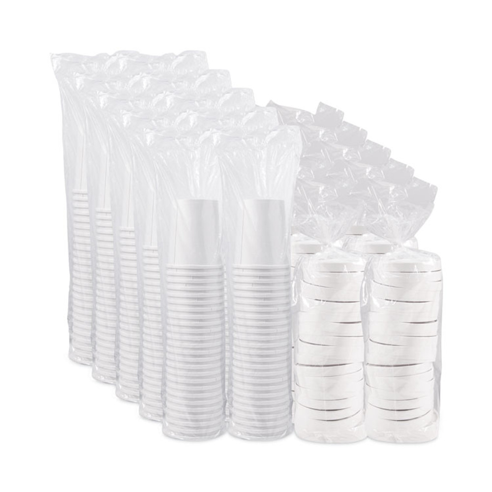 DART SOLO® KHB32A Flexstyle Double Poly Food Combo Packs, 32 oz, White, Paper, 25 Cups and 25 Lids/Pack, 10 Packs/Carton