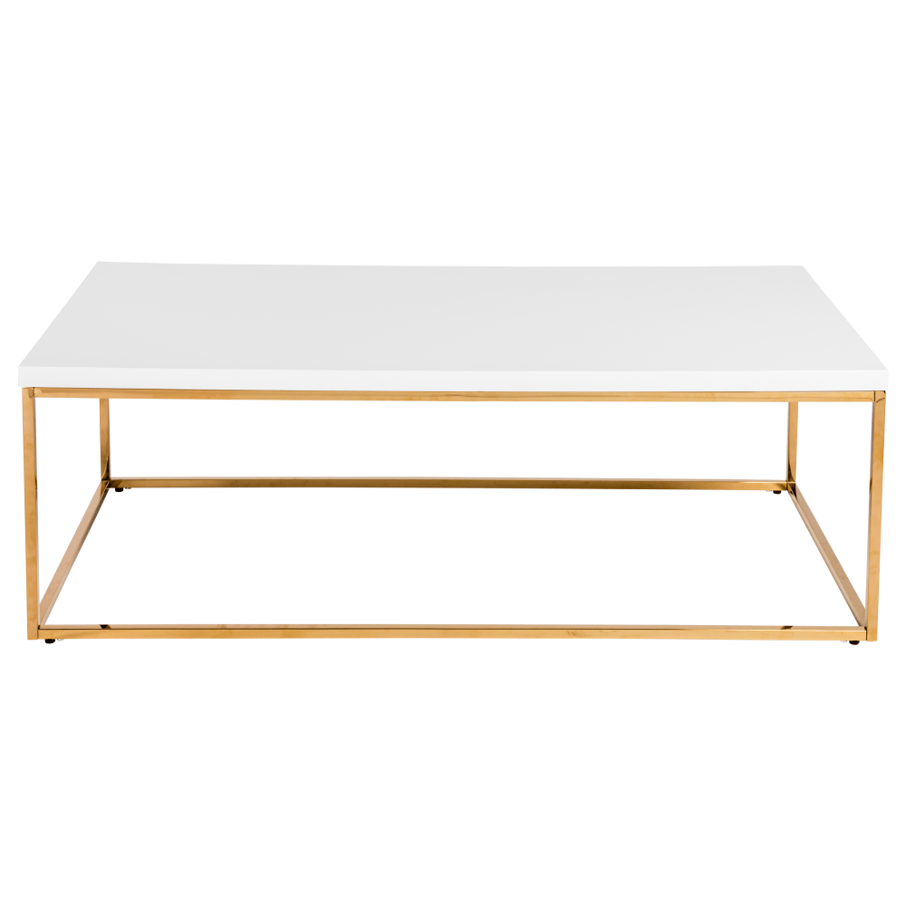 EURO STYLE, INC. 90177WHT Eurostyle Teresa Rectangle Coffee Table, 15-1/2inH x 47inW x 23-1/2inD, High Gloss Gold/High Gloss White