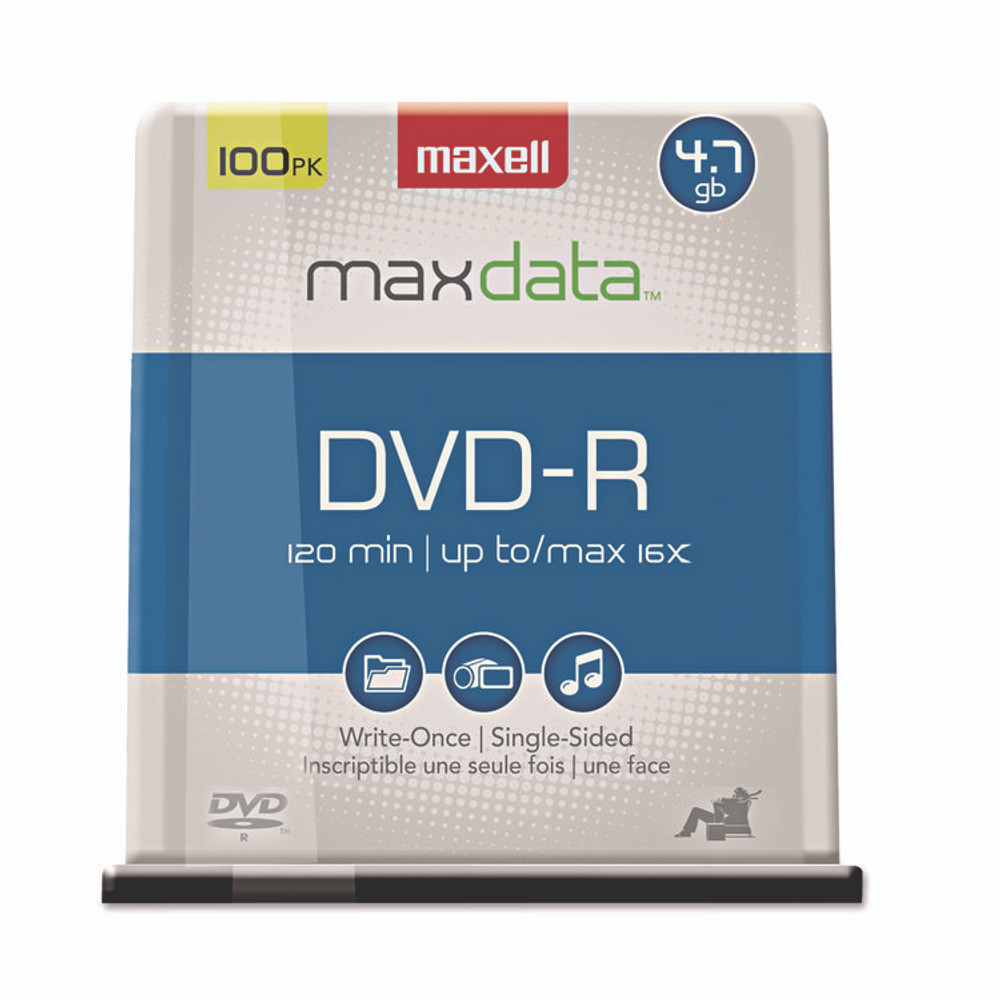 MAXELL CORP. OF AMERICA 638014 DVD-R Recordable Disc, 4.7 GB, 16x, Spindle, Gold, 100/Pack