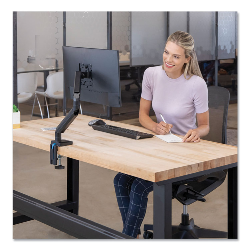 FELLOWES MFG. CO. 8043301 Platinum Series Single Monitor Arm, For 40" Monitors, 360 deg Rotation, 45 deg Tilt, 180 deg Pan, Black, Supports 17.6 lb
