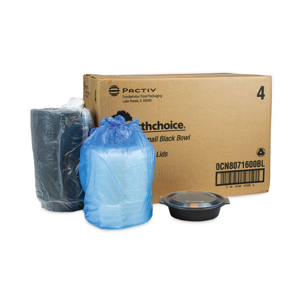 PACTIV EVERGREEN CORPORATION 0CN8071600BL EarthChoice MealMaster Container with Lid, 16 oz, 7 x 7 x 1.8, Black/Clear, Plastic, 252/Carton