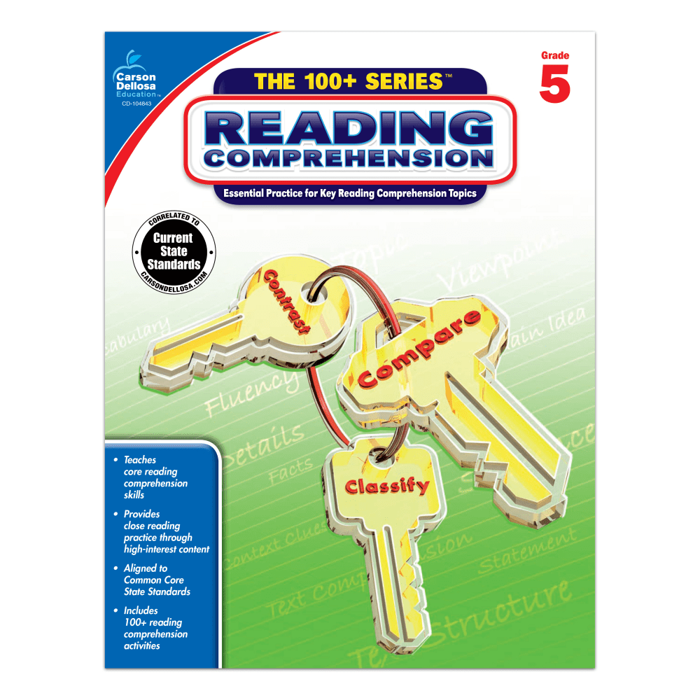 CARSON-DELLOSA PUBLISHING LLC 104843 Carson-Dellosa 100+ Series Reading Comprehension Workbooks, Grade 5