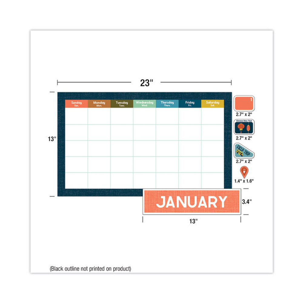 CARSON-DELLOSA EDUCATION 110556 Calendar Bulletin Board Sets, 123-Piece Set, Let's Explore, 23" x 13", Multicolor