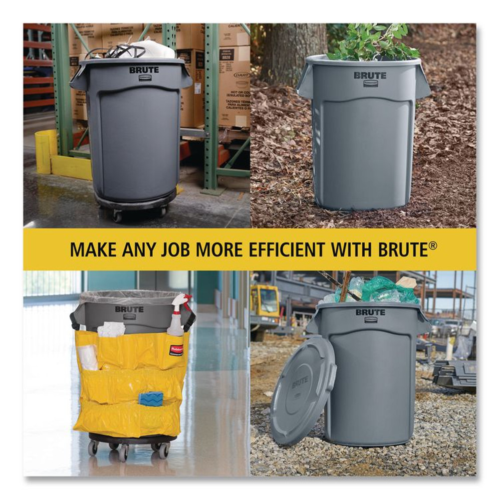 RUBBERMAID COMMERCIAL PROD. 2643-60 YEL Vented Round Brute Container, 44 gal, Plastic, Yellow