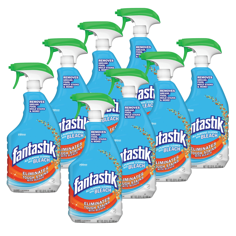 DIVERSEY 308685CT Fantastik All-Purpose Cleaner With Bleach Spray, Fresh Clean Scent, 32 Oz Bottle, Clear, Case Of 8