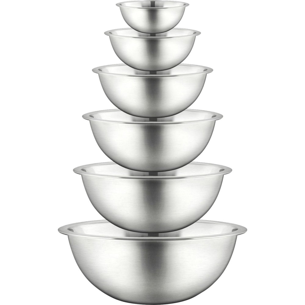 SOUND AROUND INC. NutriChef NCMB6PC  Kitchen Mixing Bowls - Food Mixing Bowl Set, Stainless Steel (6 Bowls) - Mixing, Serving, Marinating - Dishwasher Safe - Stainless Steel - Mirror Polished - Stainless Steel, Metal Body - 1 Set