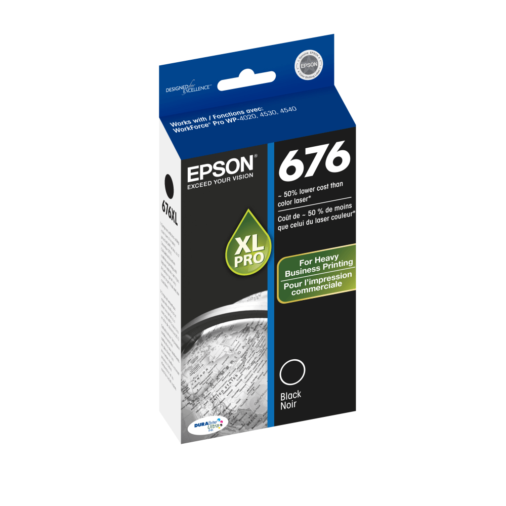 EPSON AMERICA INC. Epson T676XL120-S  676XL DuraBrite Black High Yield Ink Cartridge, T676XLXL120-S