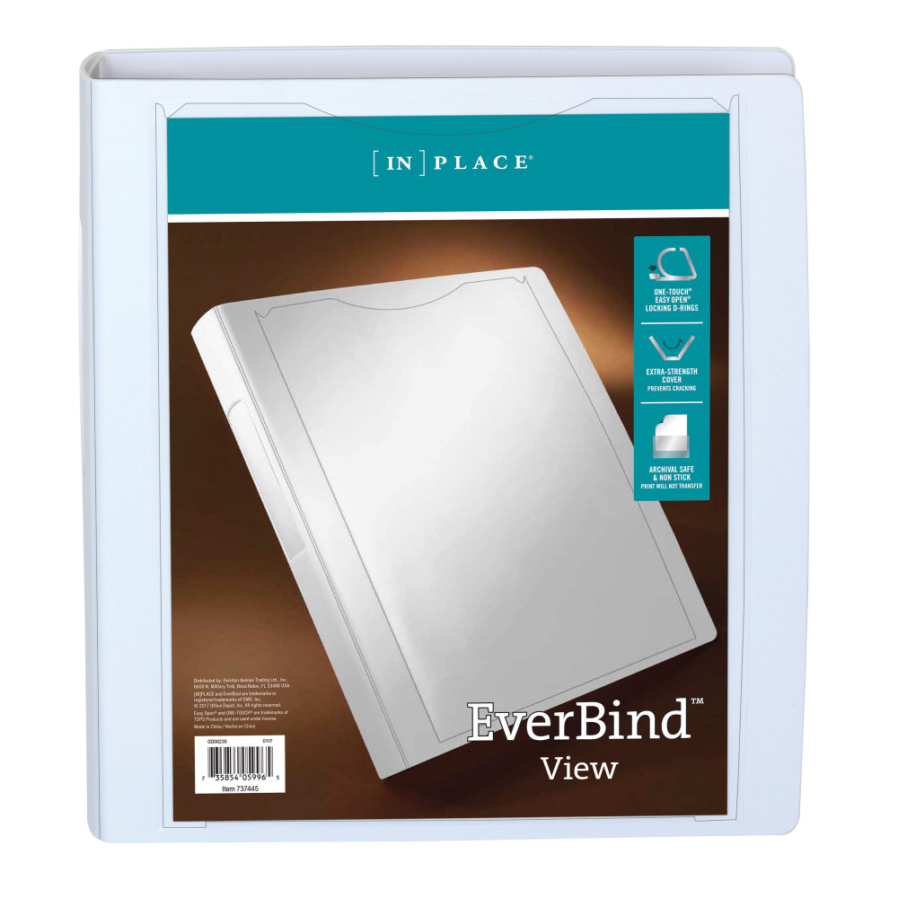 OFFICE DEPOT OD06230  Brand EverBind View 3-Ring Binder, 1 1/2in D-Rings, White