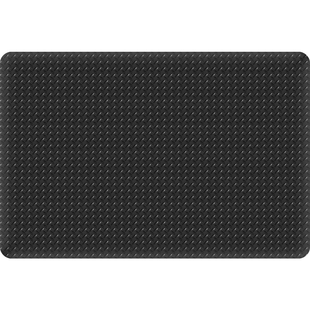 When work requires standing all day, take comfort in knowing that an Office Depot anti-fatigue mat is underneath your shoes. This K-Marble foot mat in black and white takes the pain out of repetitive walking with cushioned comfort that keeps you feeling great.  Marbleized PVC surface bonded to a 3/8in closed cell PVC sponge base.  Resilient foam provides anti-fatigue comfort.  With no glue used, this Office Depot Brand floor mat is easy to clean and lasts longer for high-traffic areas.  Great for hospital and laboratory environments or service counters.