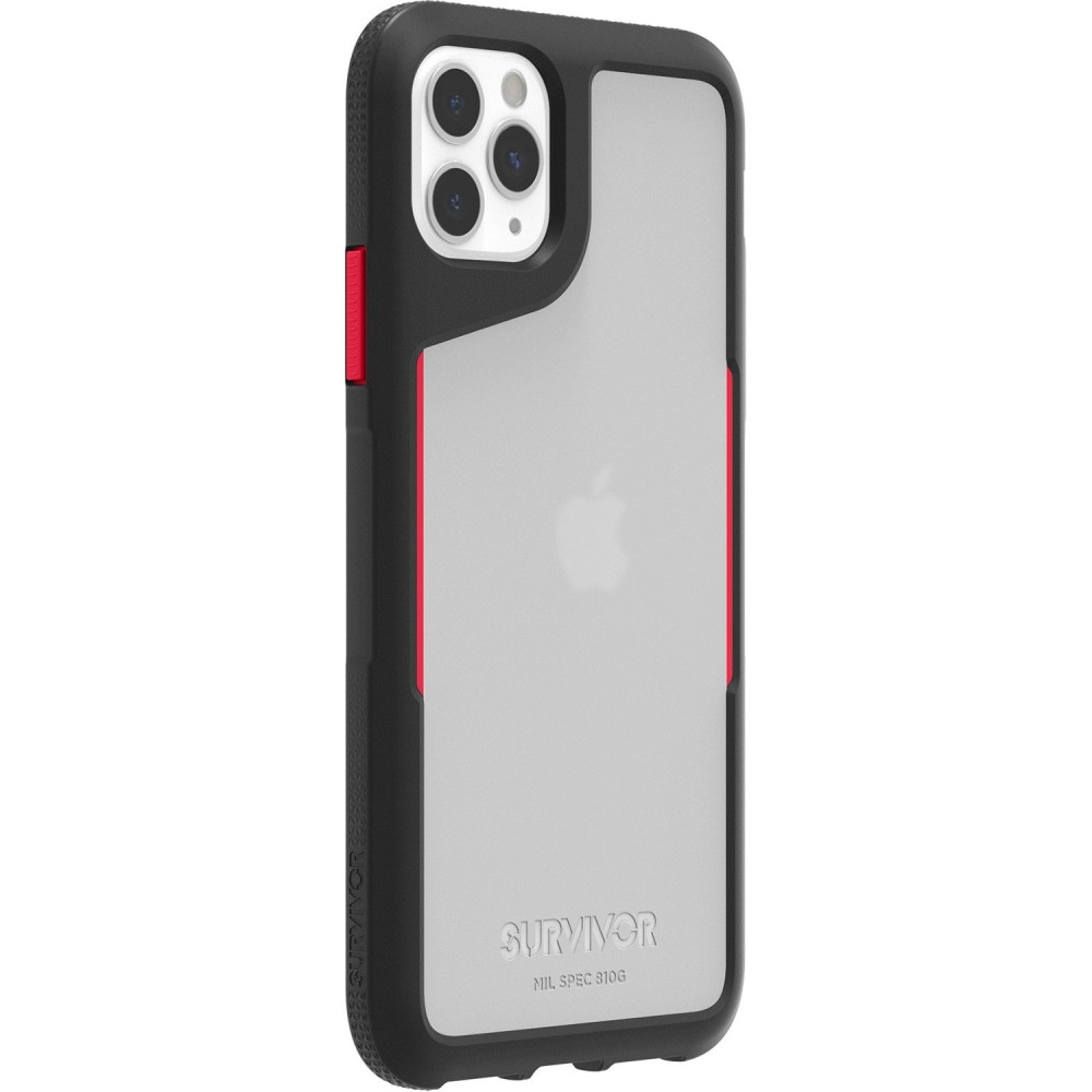 GRIFFIN GIP-034-BRC Survivor Endurance for iPhone 11 Pro Max - For Apple iPhone 11 Pro Max Smartphone - Pebbled Texture - Black, Red, Cleart)