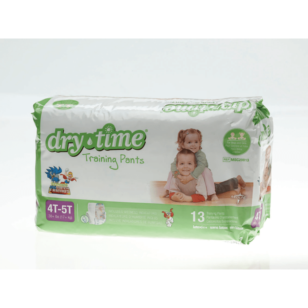 MEDLINE INDUSTRIES, INC. DryTime MSC29813  Disposable Training Pants, X-Large, 4T - 5T, White, 13 Training Pants Per Bag, Case Of 8 Bags