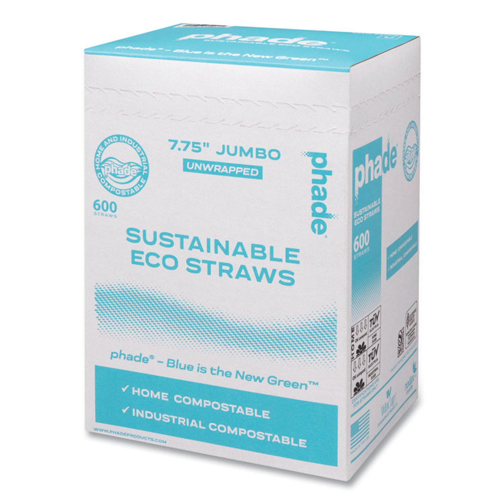 WINCUP CORPORATION phade™ 511204 Marine Biodegradable Straws, 7.75", Ocean Blue, 6,000/Carton