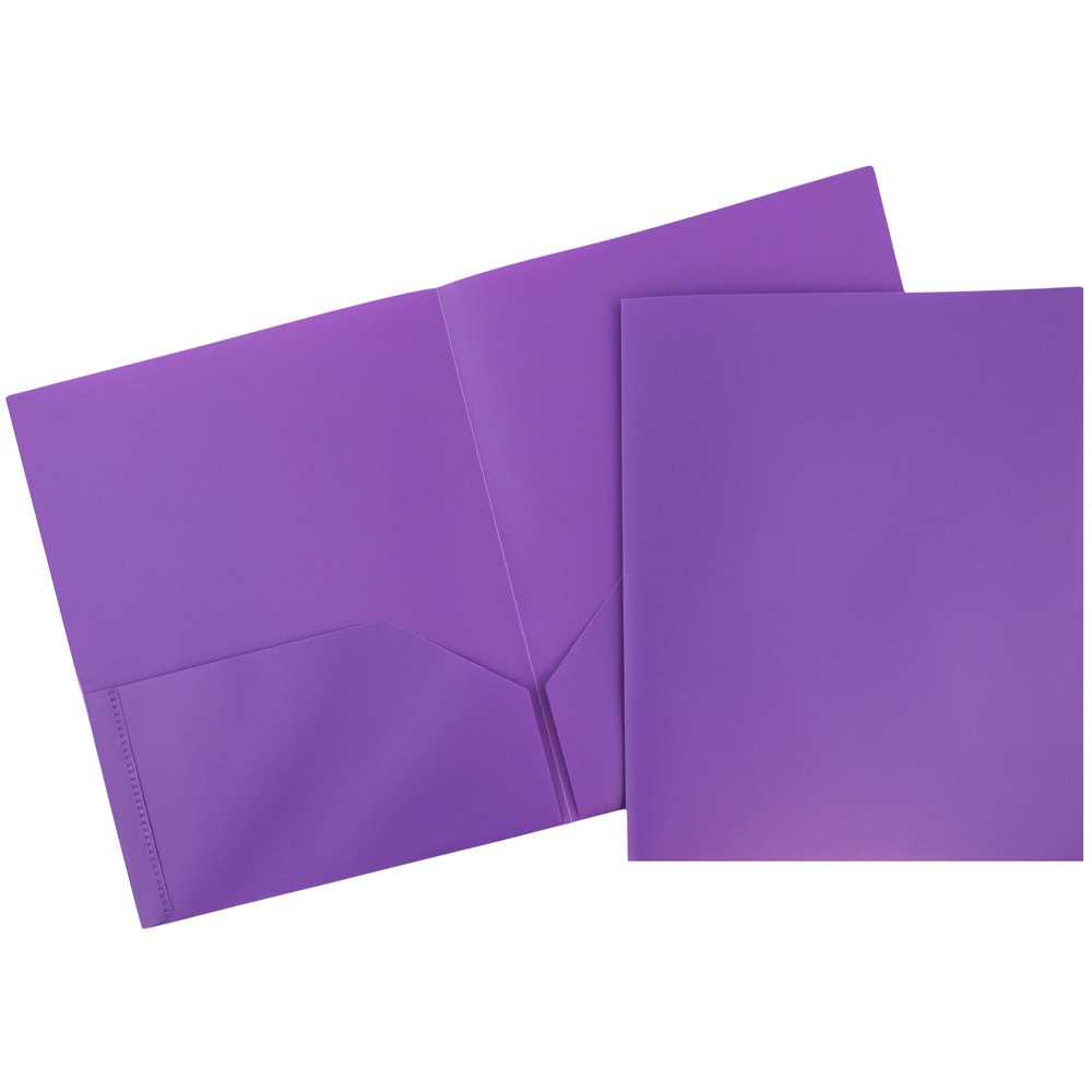 JAM PAPER AND ENVELOPE 382EPUD JAM Paper Plastic 2-Pocket POP Folders, 9 1/2in x 11 1/2in, Purple, Pack Of 6
