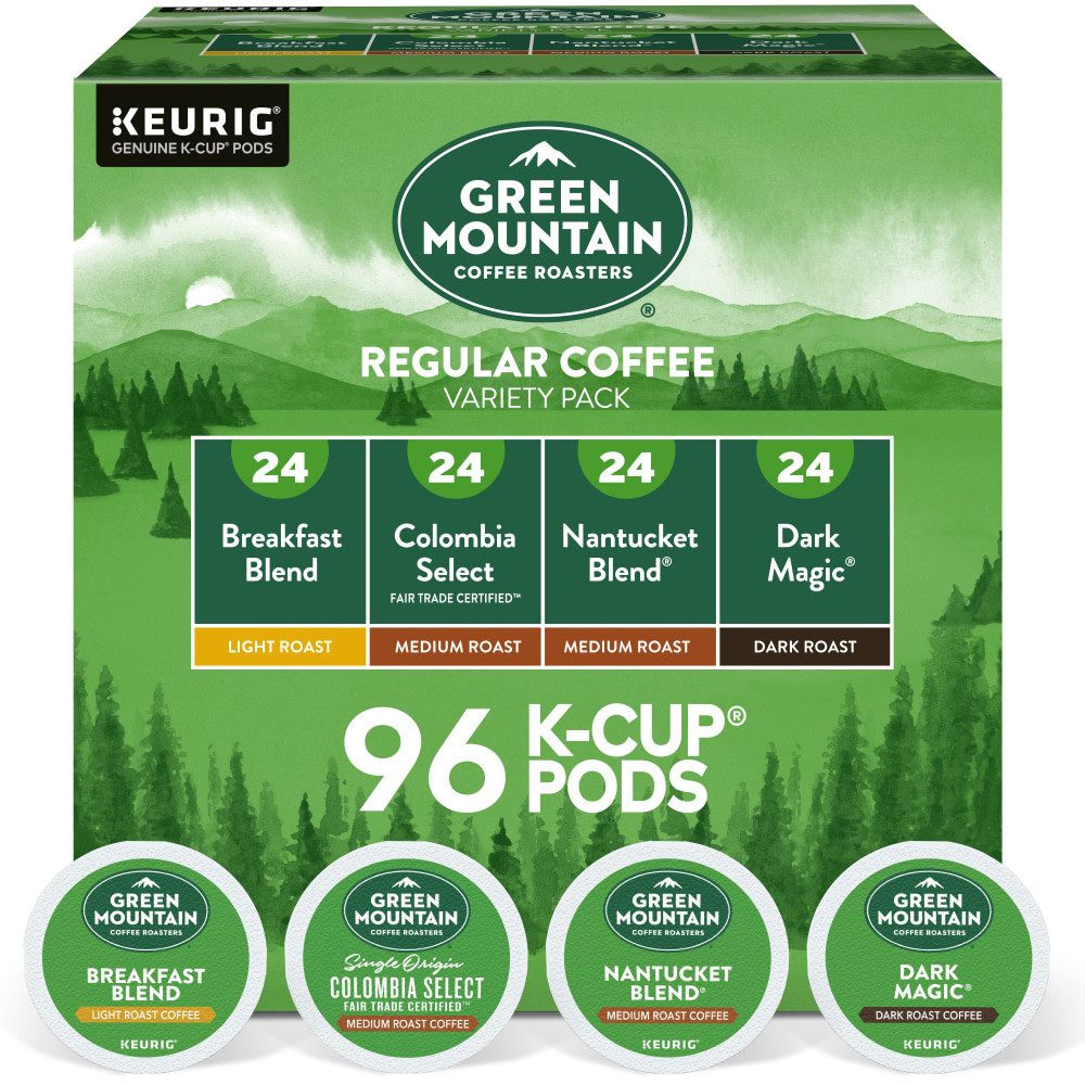 GREEN MOUNTAIN COFFEE ROASTERS, INC. Green Mountain Coffee 6501CA  Single-Serve Coffee K-Cup, Regular Variety Pack, Carton of 96,  4 x 24 Per Box