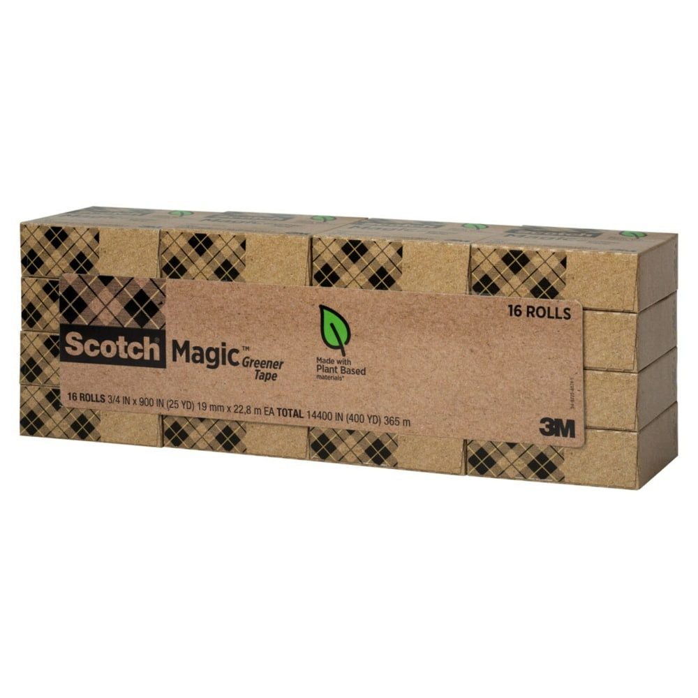 3M CO 812-16P Scotch Greener Magic Tape, Invisible, 16 Tape Rolls, 3/4 in x 900 in, Home Office Supplies and School Supplies for College and Classrooms