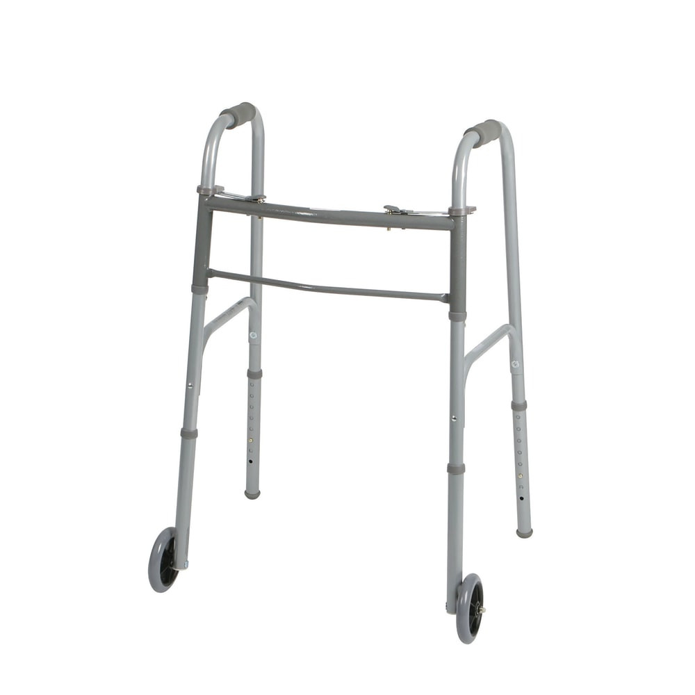 MEDLINE INDUSTRIES, INC. MDS86410W54 Medline Guardian Adult 2-Button Folding Walkers, 5in Wheels, 32 - 38in, Case Of 4