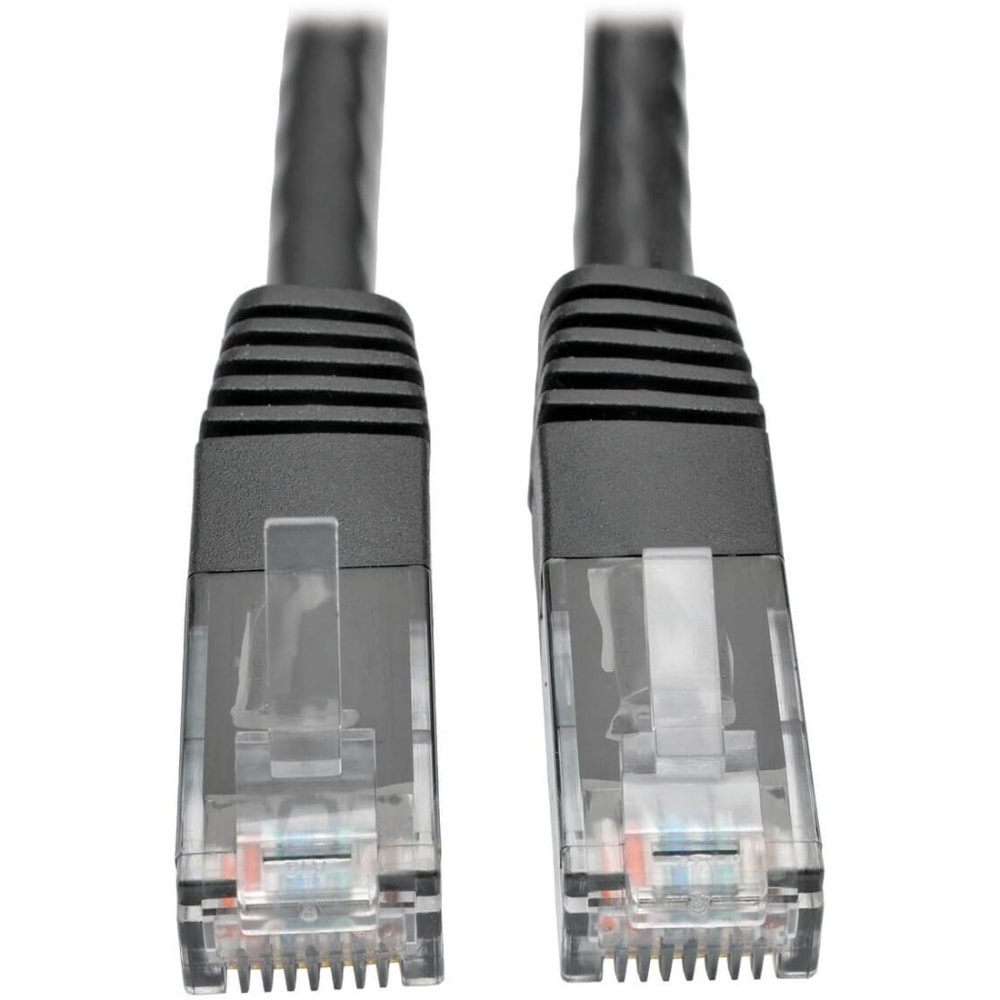 High-speed performance. With tested frequencies up to 550 MHz and compliance with IEEE 802.3ab/IEEE 802.5 standards, this cable supports Gigabit Ethernet speeds for fast data transfer.  Enhanced durability. Featuring a PVC jacket and strain relief, this Ethernet cable is designed for long-lasting use, ensuring a secure and uninterrupted connection.  Superior connectivity. Gold-plated connectors and a UTP design with 4 pairs per cable provide a reliable, high-quality connection that minimizes interference, ensuring clear signal transmission.